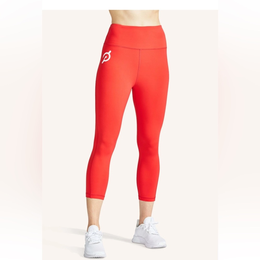 Peloton Bright Red Capri Leggings High Rise Athletic Workout Pants Size Medium